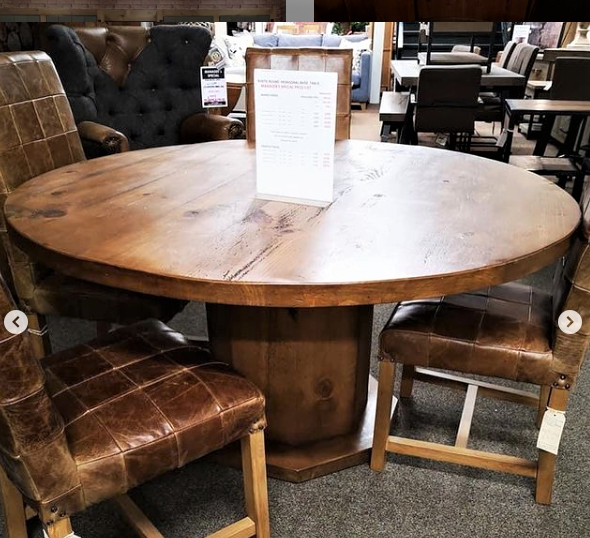 RUSTIC 1500mm Hex Round Dining Table 2" Top Living & Dining Furniture